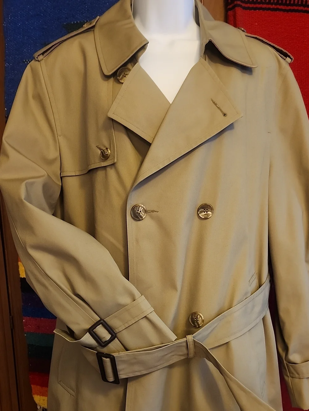 Botany 500 Classic Men's Khaki Trench Coat Size 40